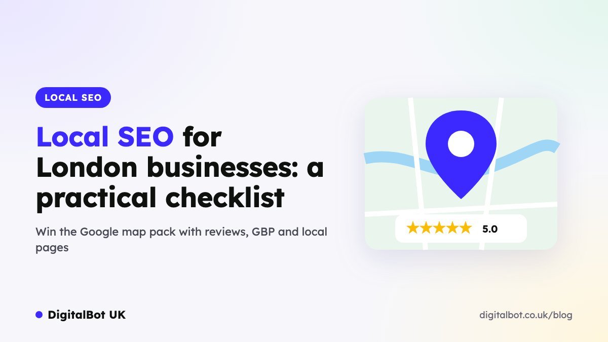 Local SEO checklist for London businesses - map pin with five-star Google reviews